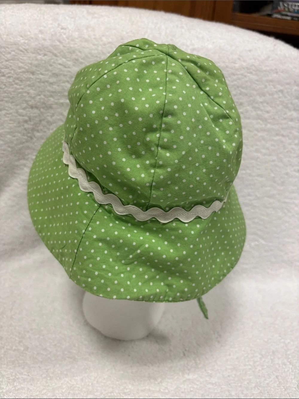 Gymboree daisy turtle line Green Polka Dot Sun Hat 6/12m Y2K